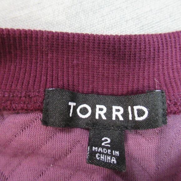 Torrid Jacket Womens Size 2X Eggplant Bronze Quilted Knit Peplum Zip Up Modern - Picture 2 of 7